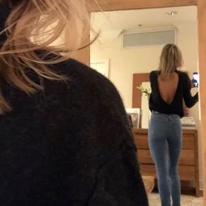 The perfect 1st date sweater! INHABIT BACKLESS Turtleneck Cashmere Sweater